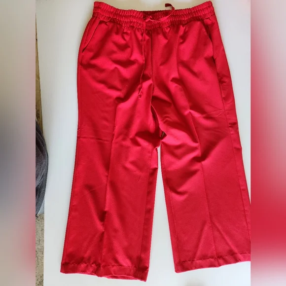 Lane Bryant Bright Red Elastic Waist Wide Leg Pants - Picture 5 of 8